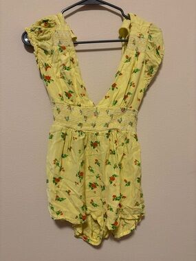 Urban Outfitters Yellow Floral Smocked Kids One-Piece